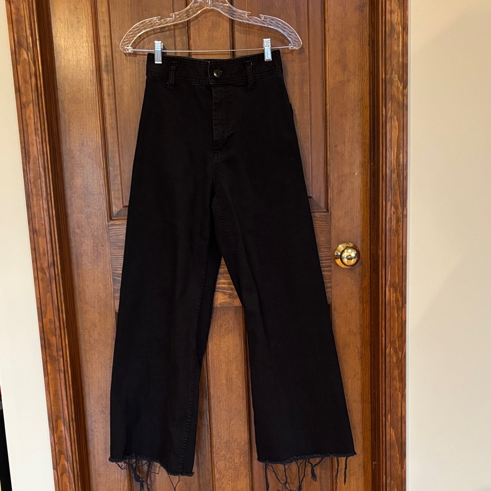 Zara Black Denim Pants, Wide Leg, US Size 4